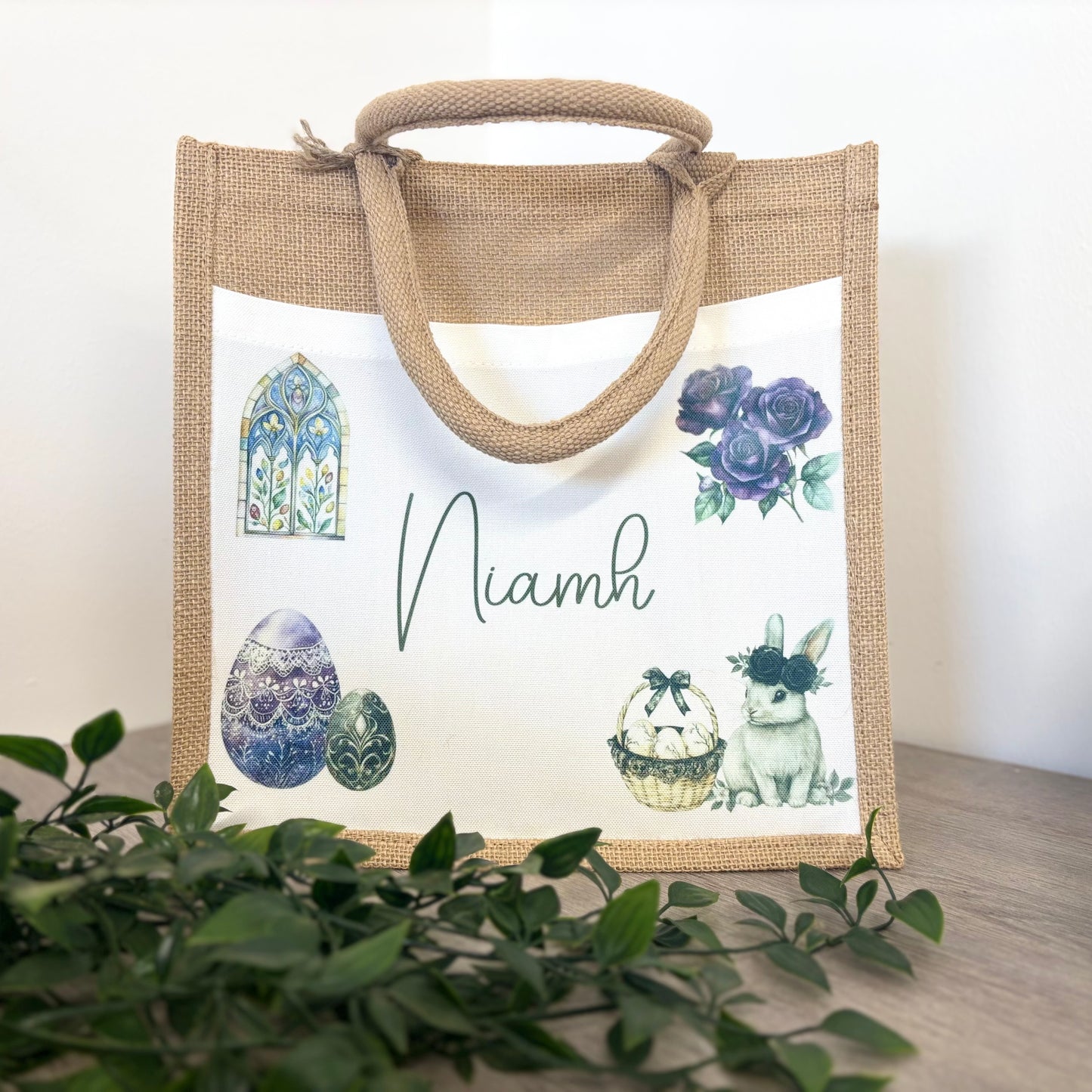 Easter Roses and Rabbit Design Tote Bag