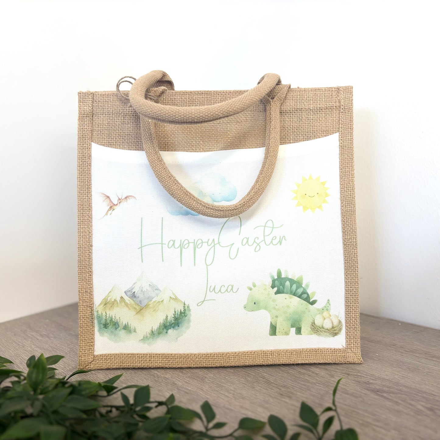 Happy Easter Dinosaur Design Tote Bag