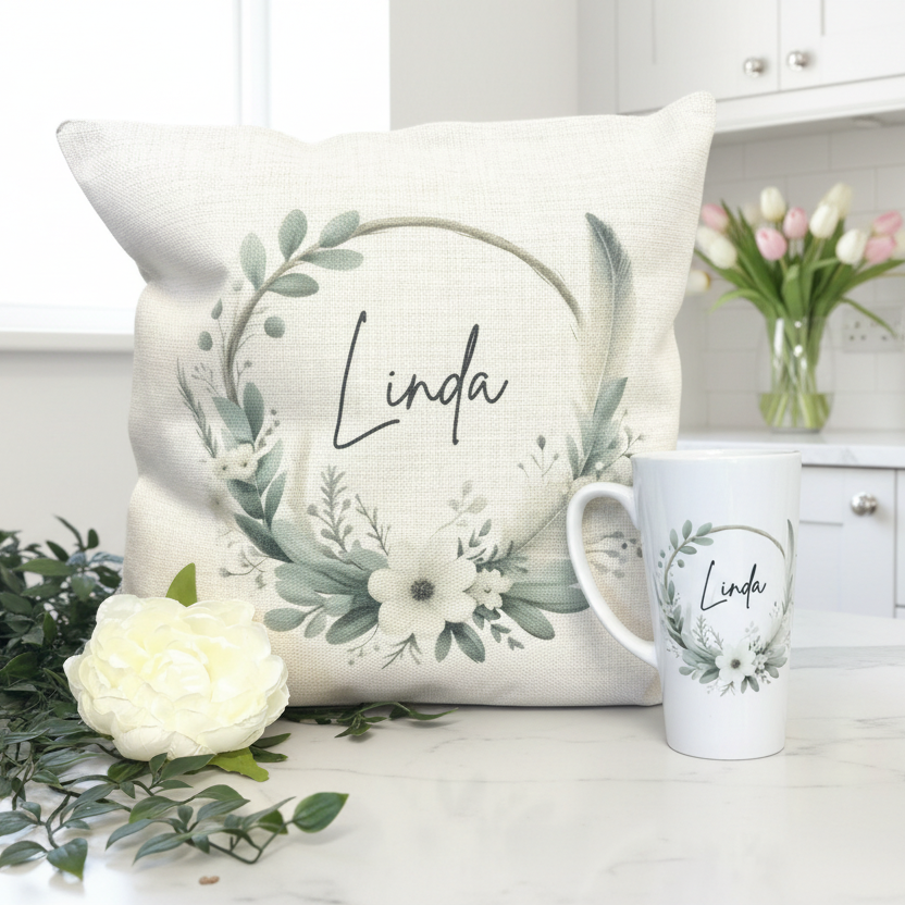 Spring Personalised Wreath Cushion 40cm