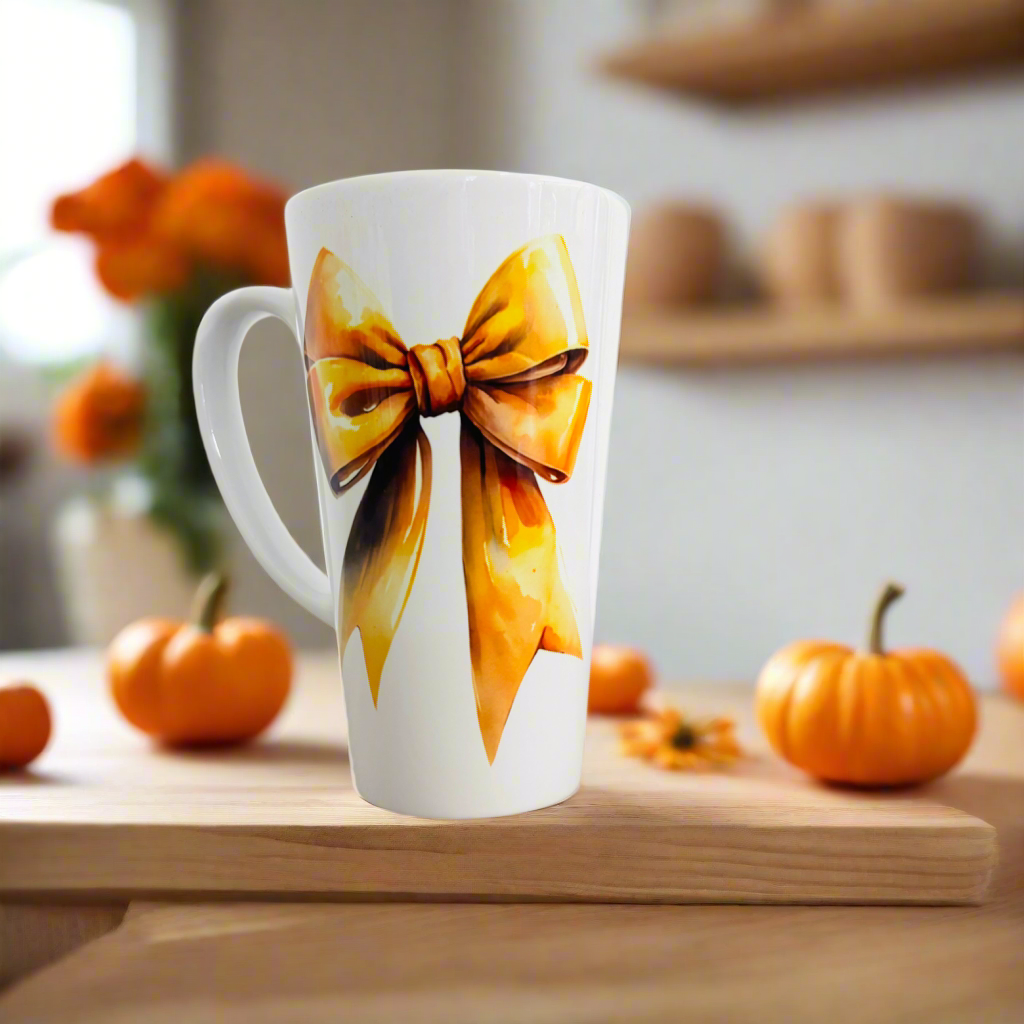 Large Orange Bow Latte 17oz Latte Mug
