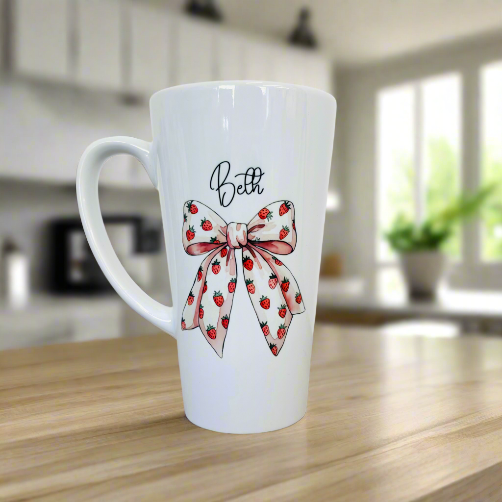 Stawberry Bow Fruit 17oz Latte Mug