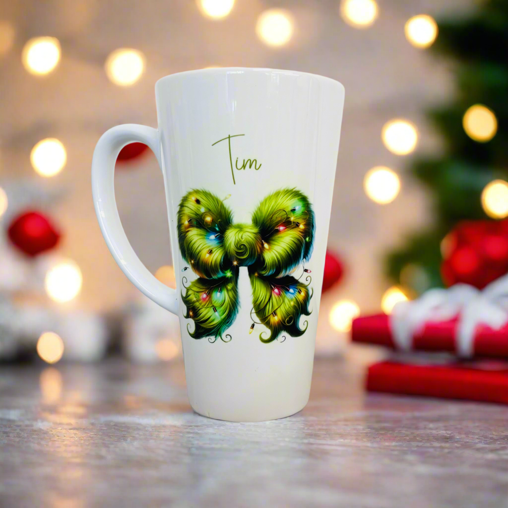 Fluffy Green Bow Latte Ceramic Mug 17oz inc Box (no3)