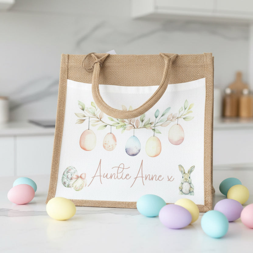 Easter White Egg Banner Design Tote Bag