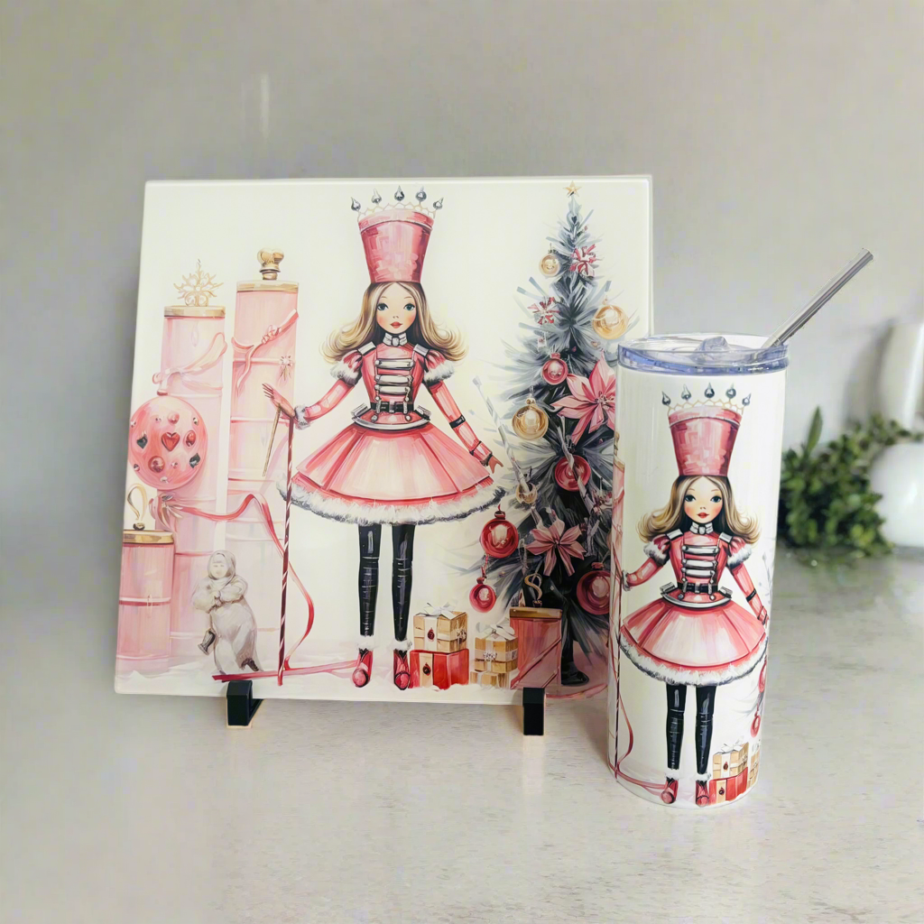Pink Nutcracker Bundle (Splashback, Tumbler & Mug and Coaster)