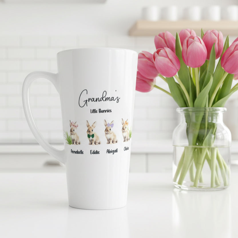 New Latte Ceramic Mug 17oz “My Bunnies” inc Box