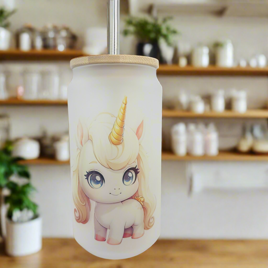 Frosted Glass Can 18oz Tumbler