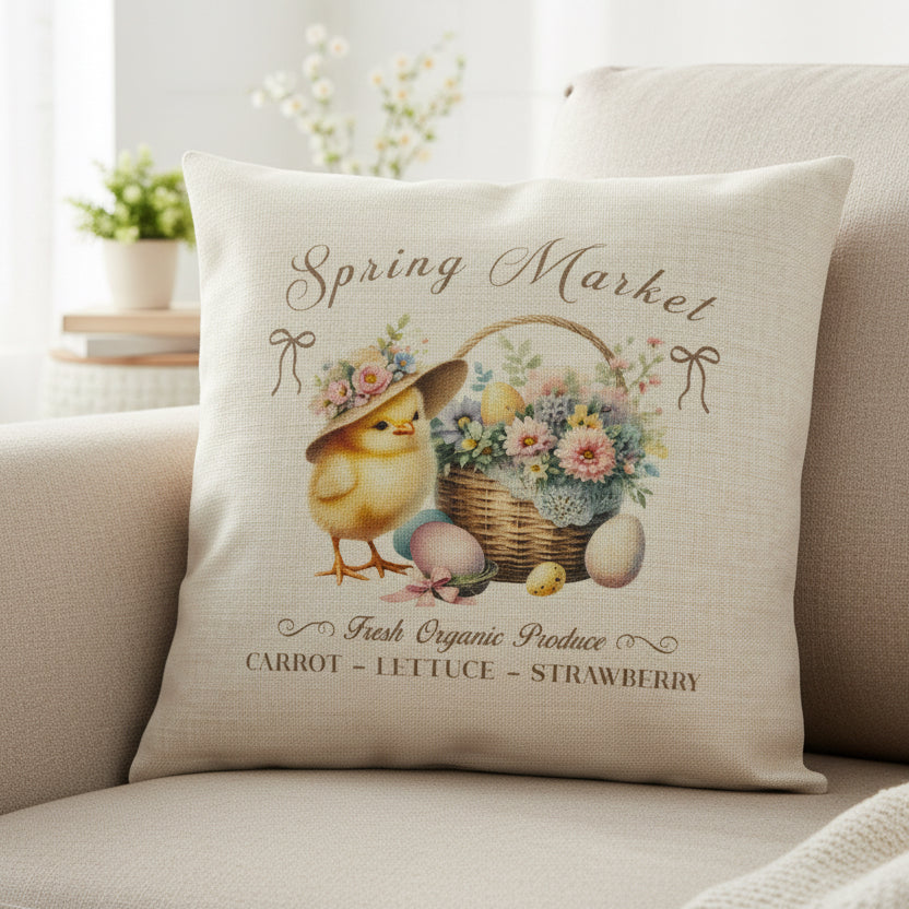 Vintage Spring Duck Design Cushion