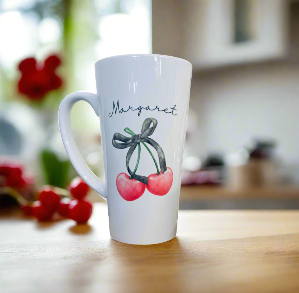 New Cherry Hearts Latte Ceramic Mug 17oz inc Box