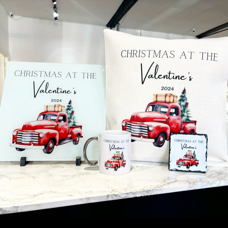 Christmas at the “surname” Bright Truck 30cm Chopping Board