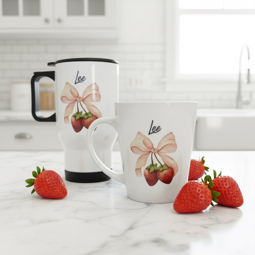 Stawberry Travel Mug 14oz and Mini Latte Bundle