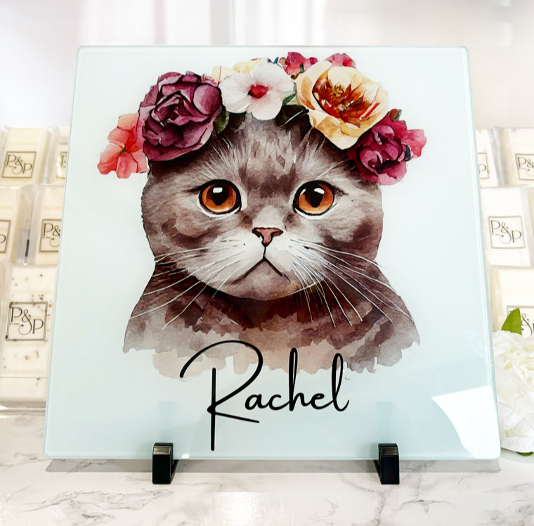 Grey Cat Chopping Board 30cm