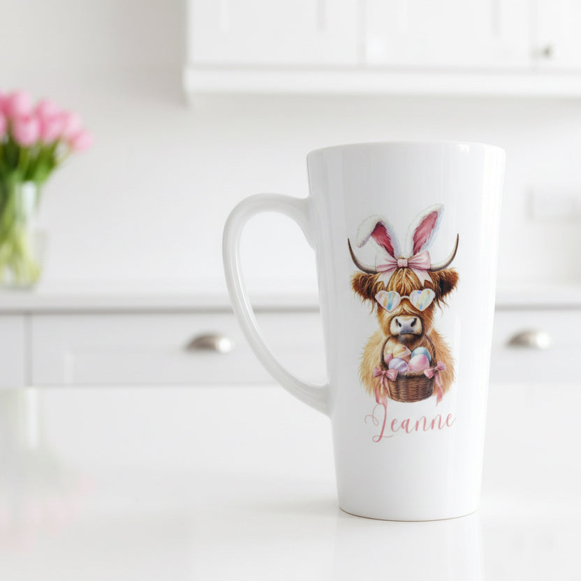 New Latte Ceramic Mug 17oz Baby Highland Cow Easter inc Box