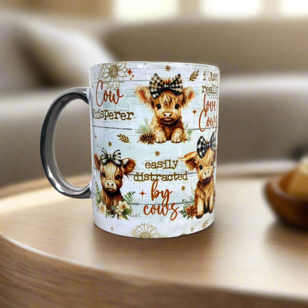 Highland Cow Wrap Silver handle mug