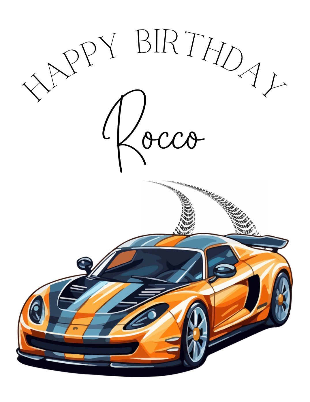 TESTER Birthday Sack Orange Sport Car