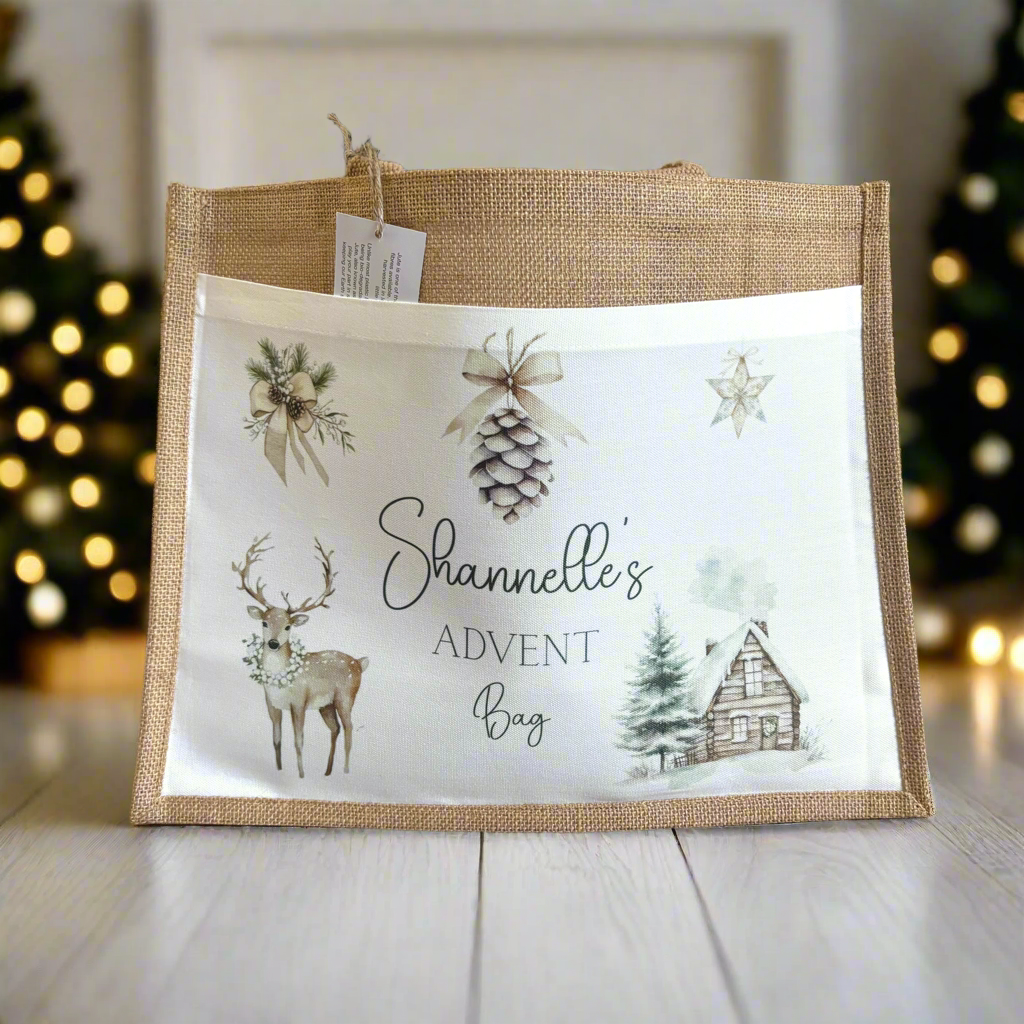 Pre order: Christmas Eve Tote Bag - Neutral Christmas Deer
