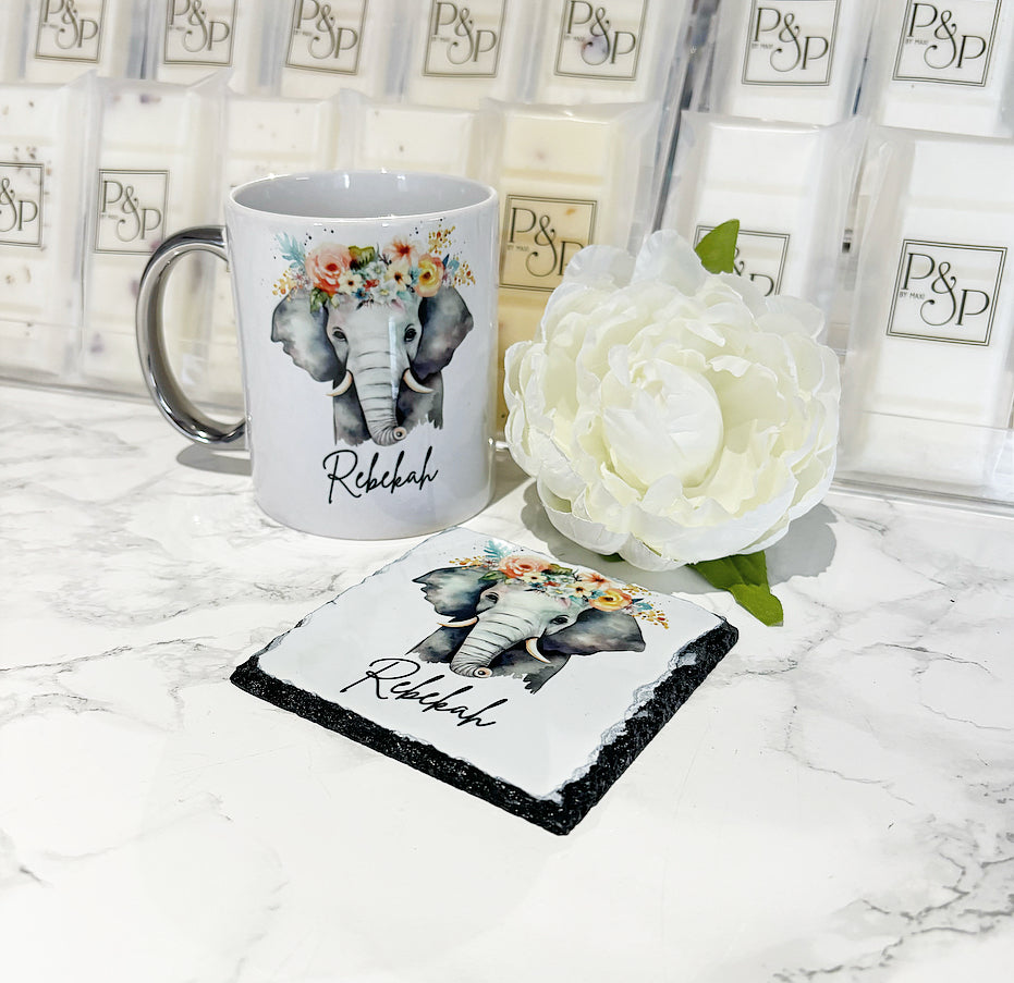 Elephant Mug and Coaster Set