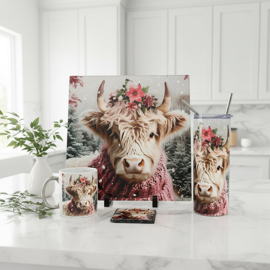 Highland Cow Bundle (Splashback, Tumbler & Mug and Coaster)