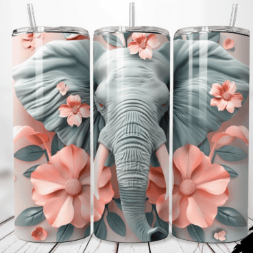 Elephant Pink Flower Tumbler