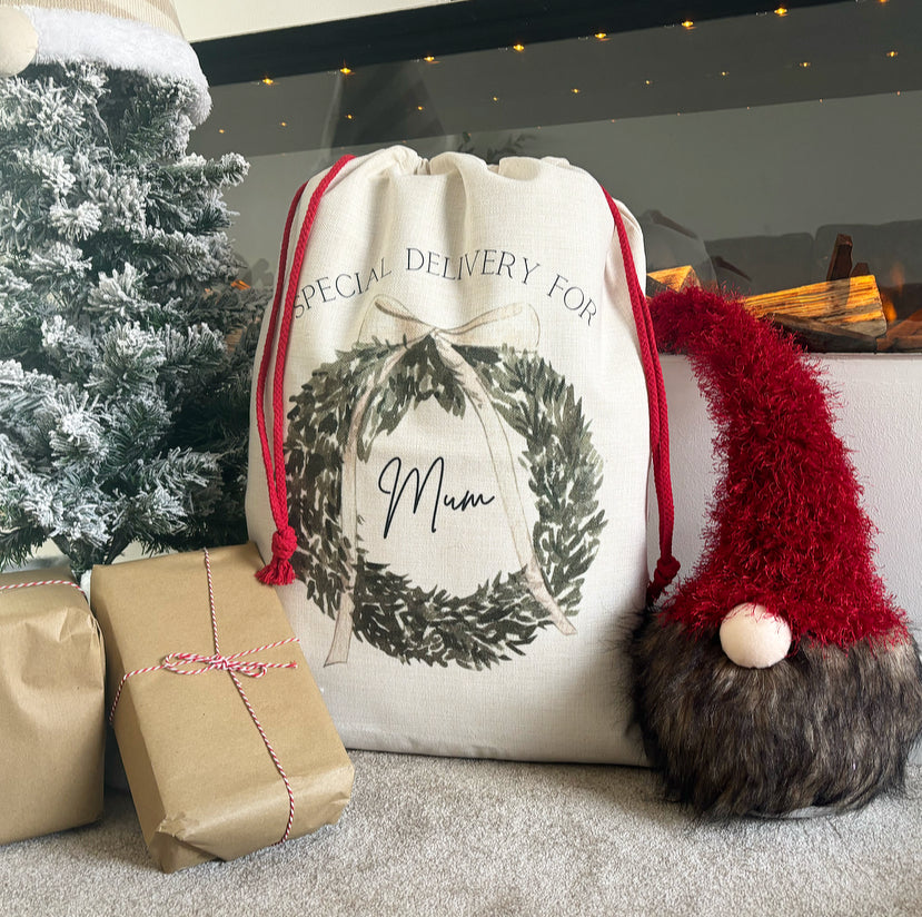 Santa sack Wreath and Bow