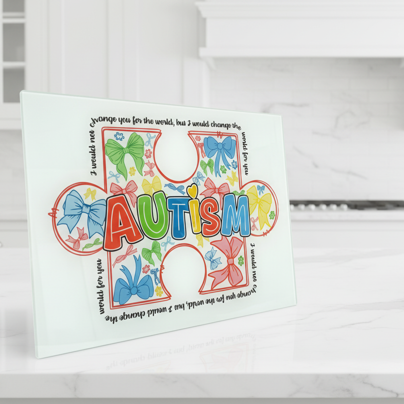 Autism Bow Chopping Board A3