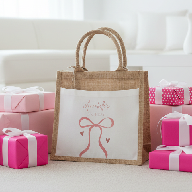 Pink Bow Birthday Sack
