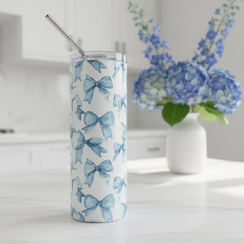 Blue Bow Named Tumbler