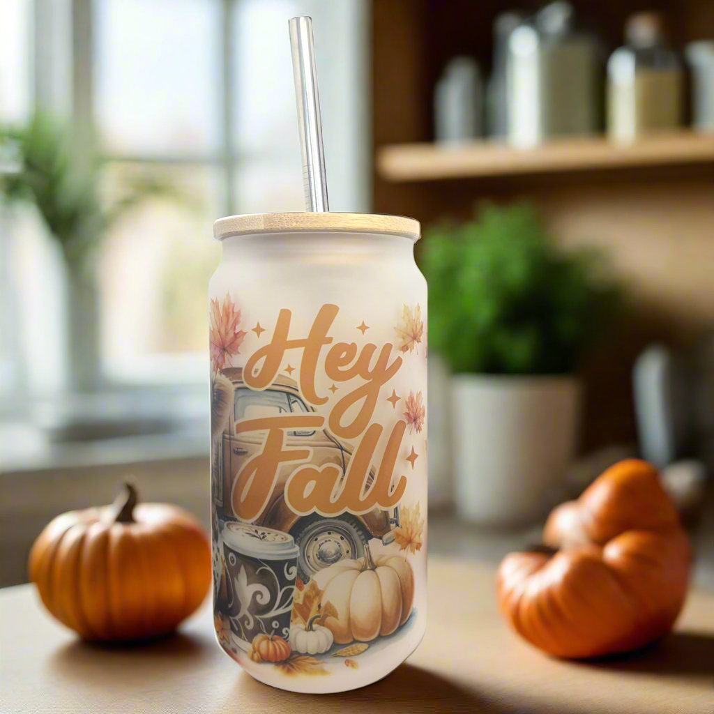 Highland Cow Hey Fall Can 18oz Tumbler