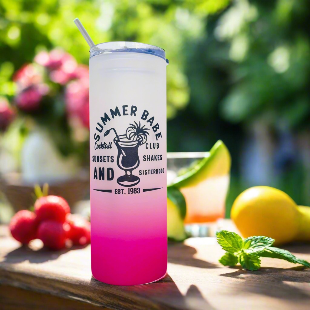 Cocktail Tall Neon Skinny Glass Tumbler 25oz