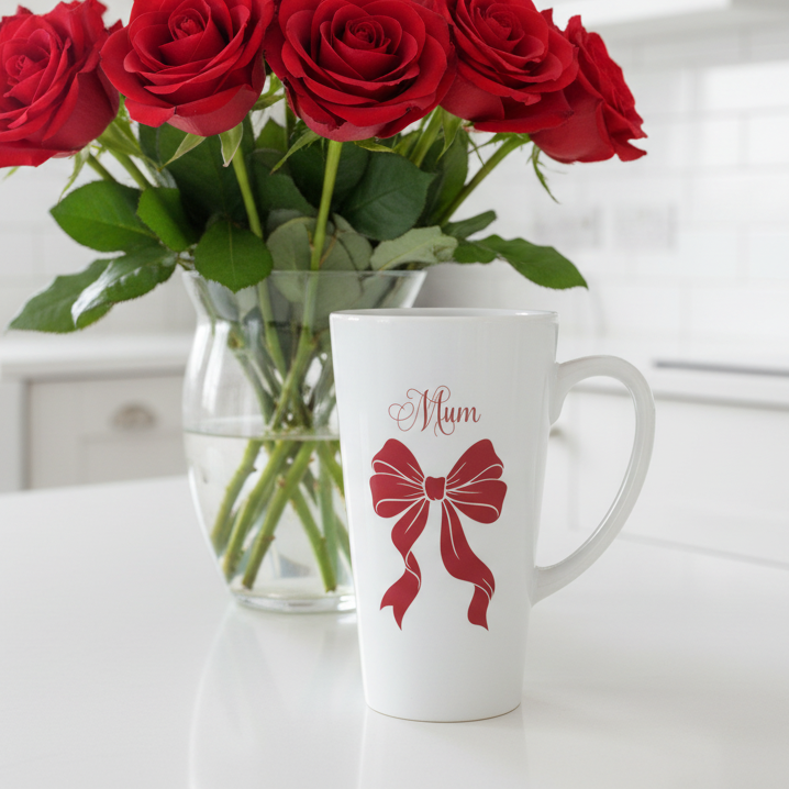 Latte Mug Delicate Red Bow