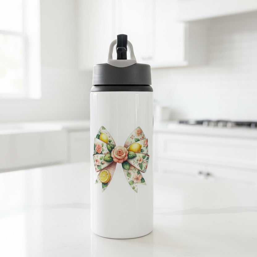 Lemon Bow Flip Lid Sports Bottle