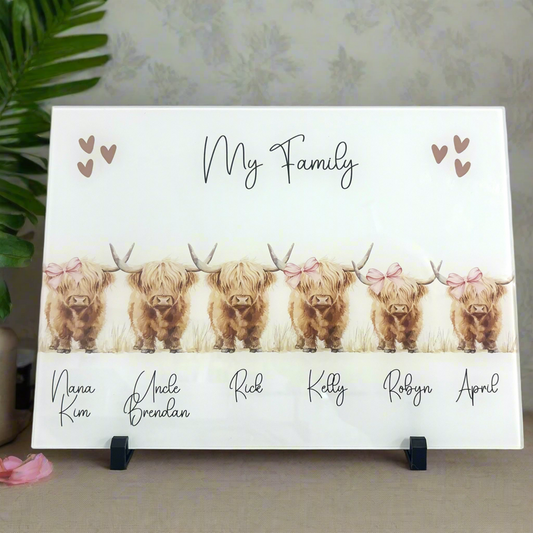Highland Cow Family - A3 Splashback / Choppingboard