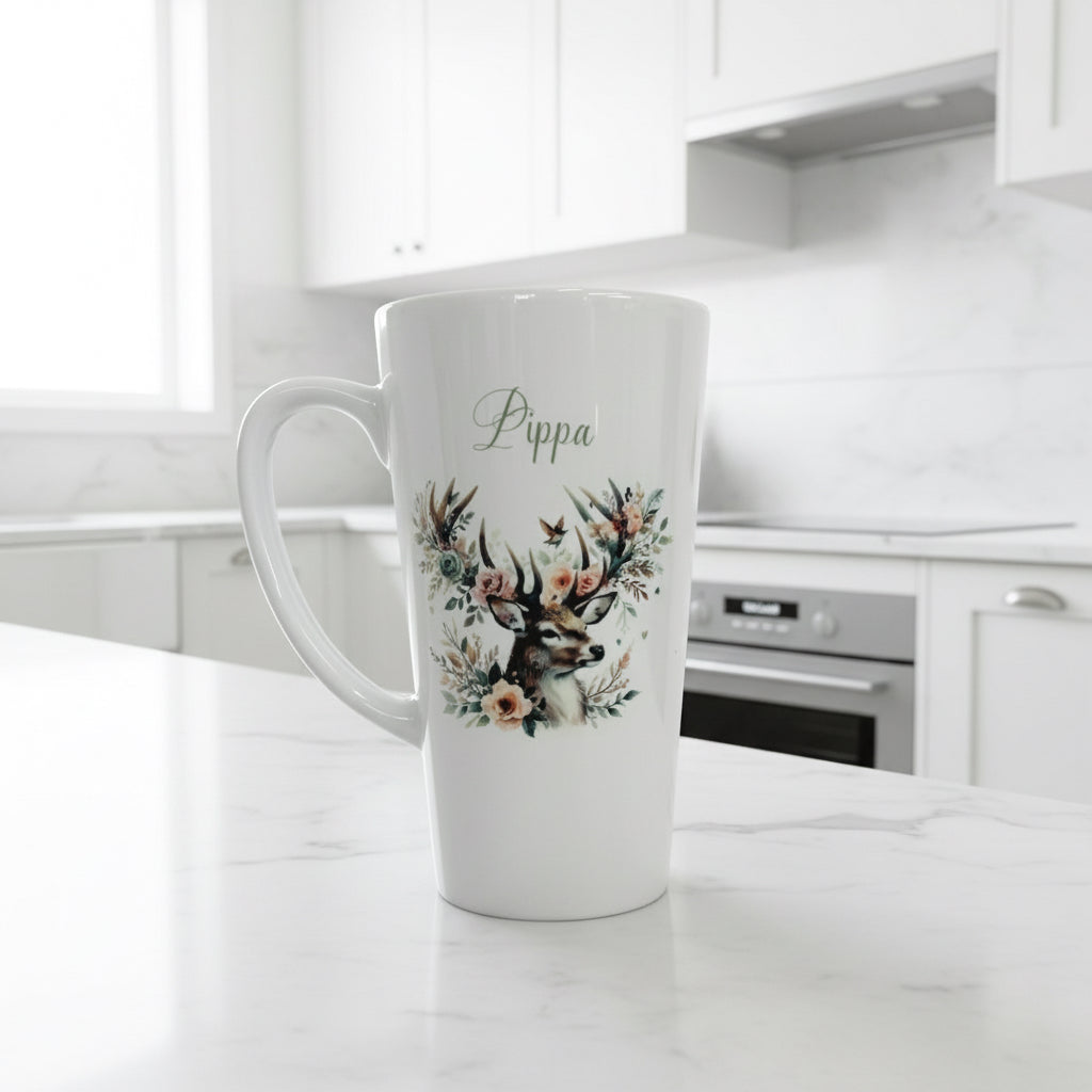 Floral Stag Latte Ceramic Mug 17oz inc Box