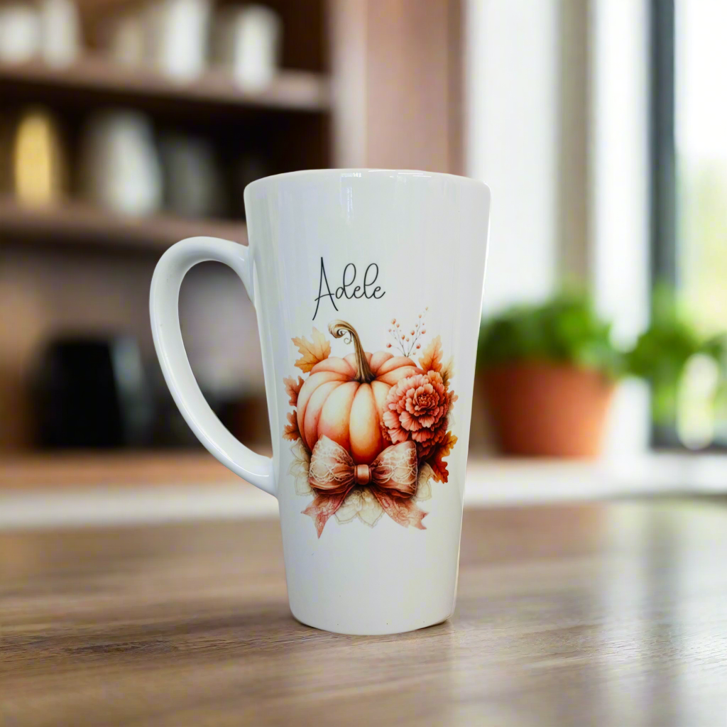 Pretty Pumpkin Bow 17oz Latte Mug (no.22)