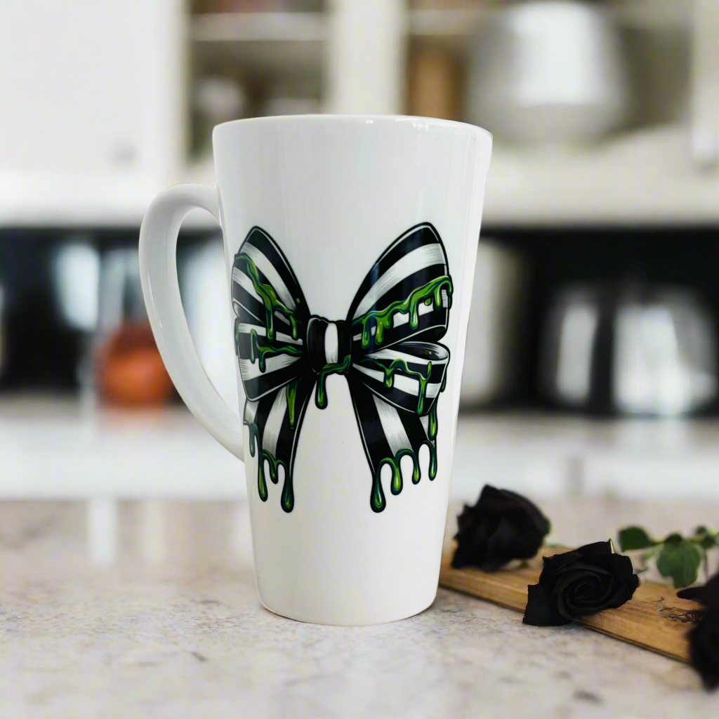 Black and white bow Latte 17oz Latte Mug