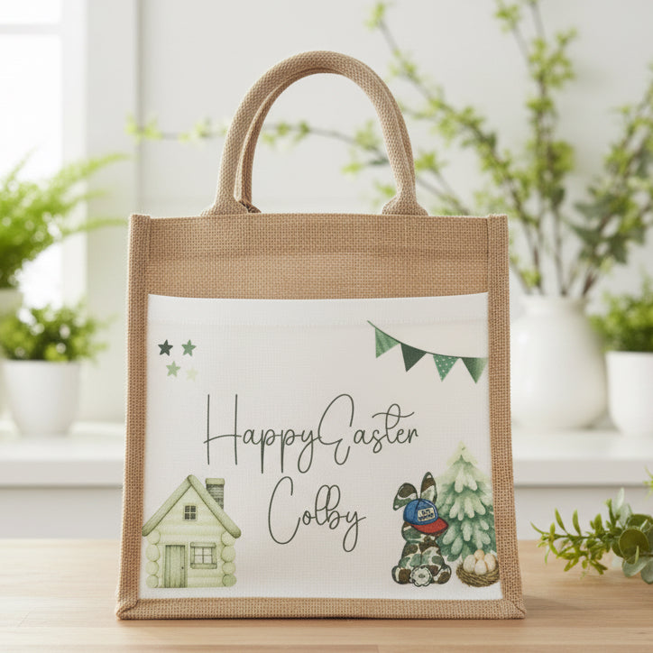 Easter Green Camo Rabbit Tote Bag