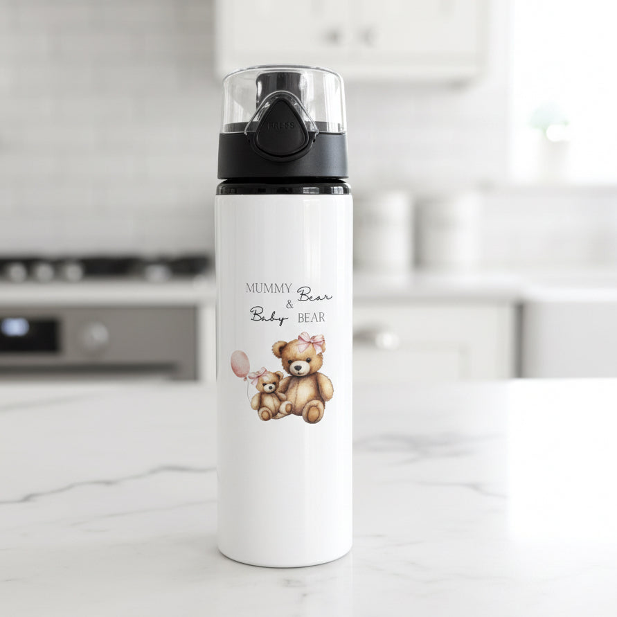 Mummy Bear and Baby Bear Sports bottle With Closed Lid