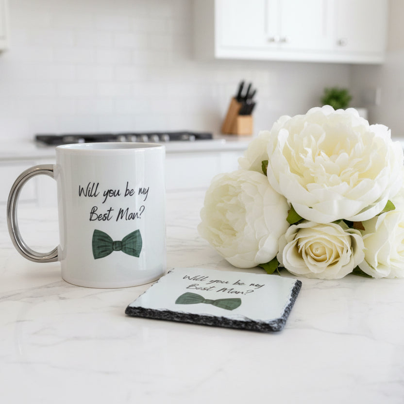 Green Bow Tie *Any Words* Mug and Coaster Set