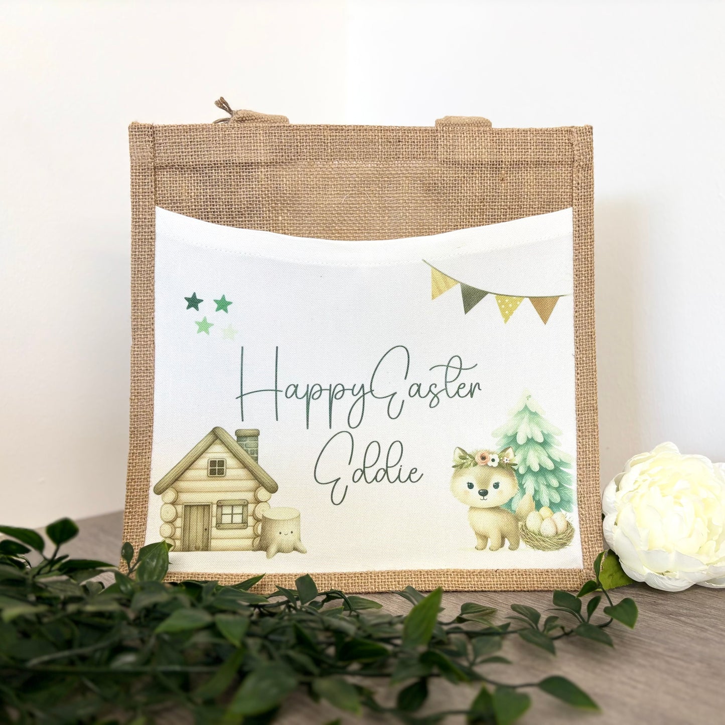 Happy Easter Woodland Animal Design Tote Bag