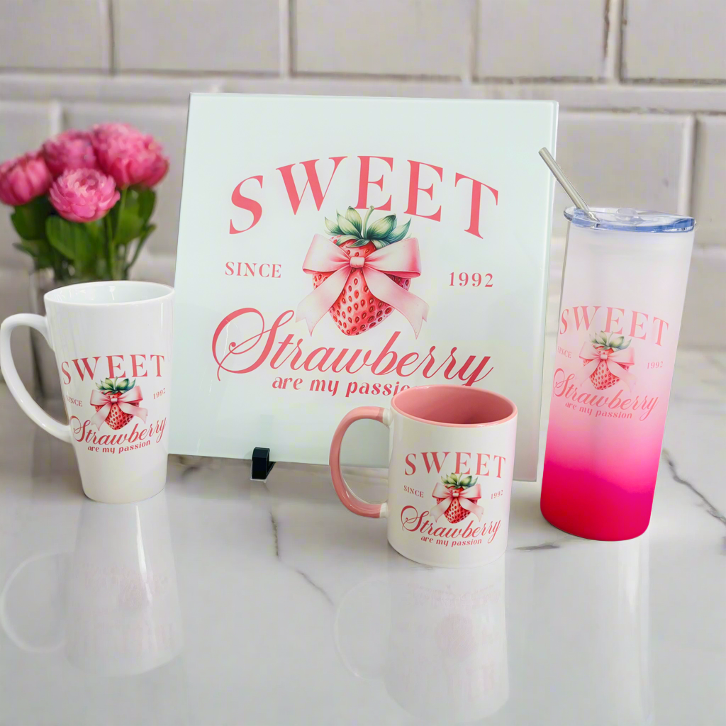 Sweet Strawberry Bundle : Pink Neon Glass Tumbler