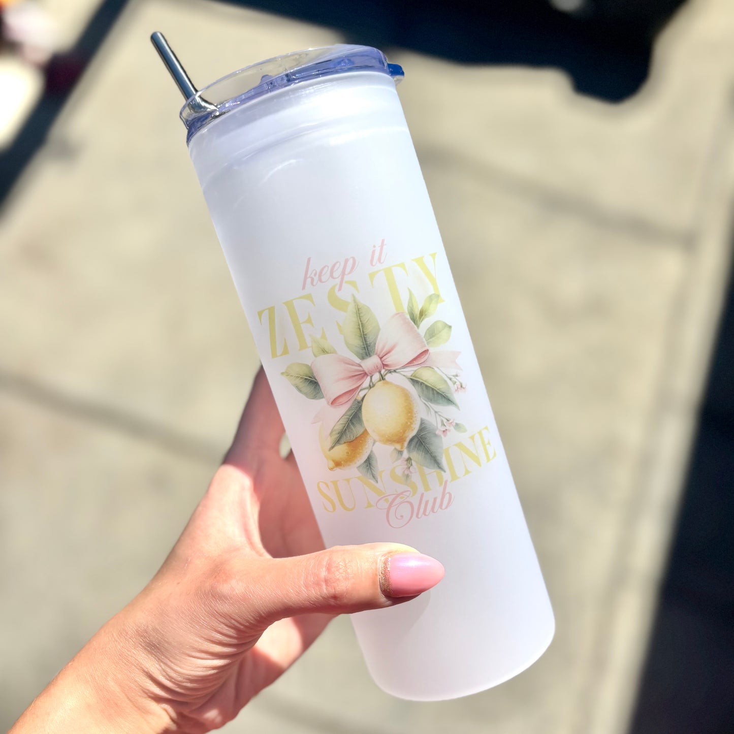 Frosted Tall Glass Tumbler Vintage 25oz Tumble