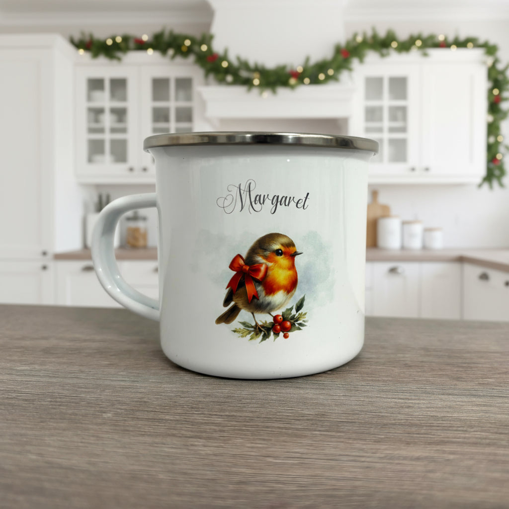 Metal Enamel Mug - Robin