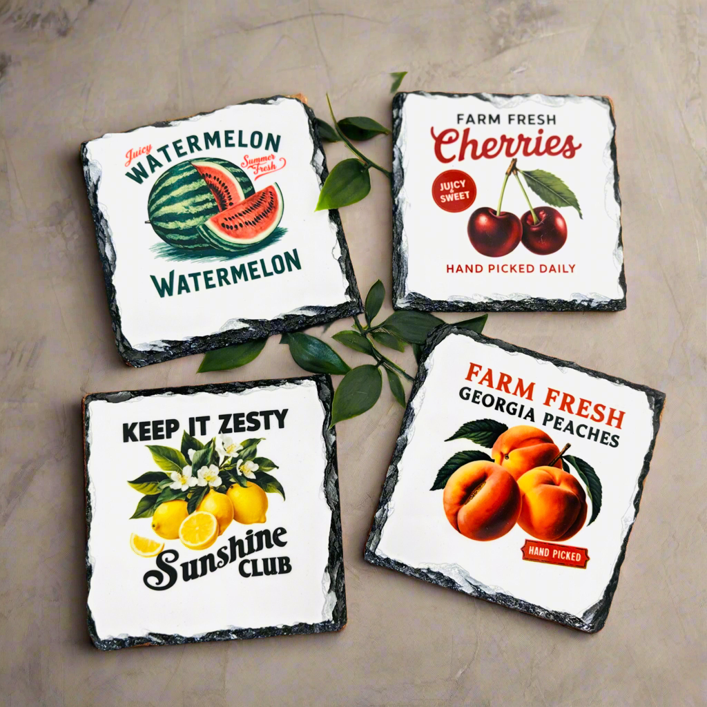 Vintage Fruit Coaster set of 4