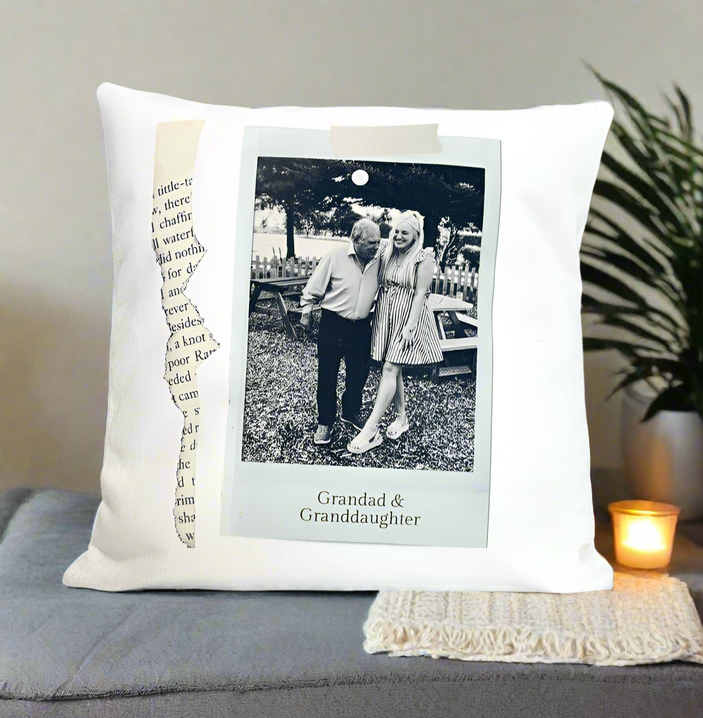 Newspaper Polaroid Photo Cushion 40cm