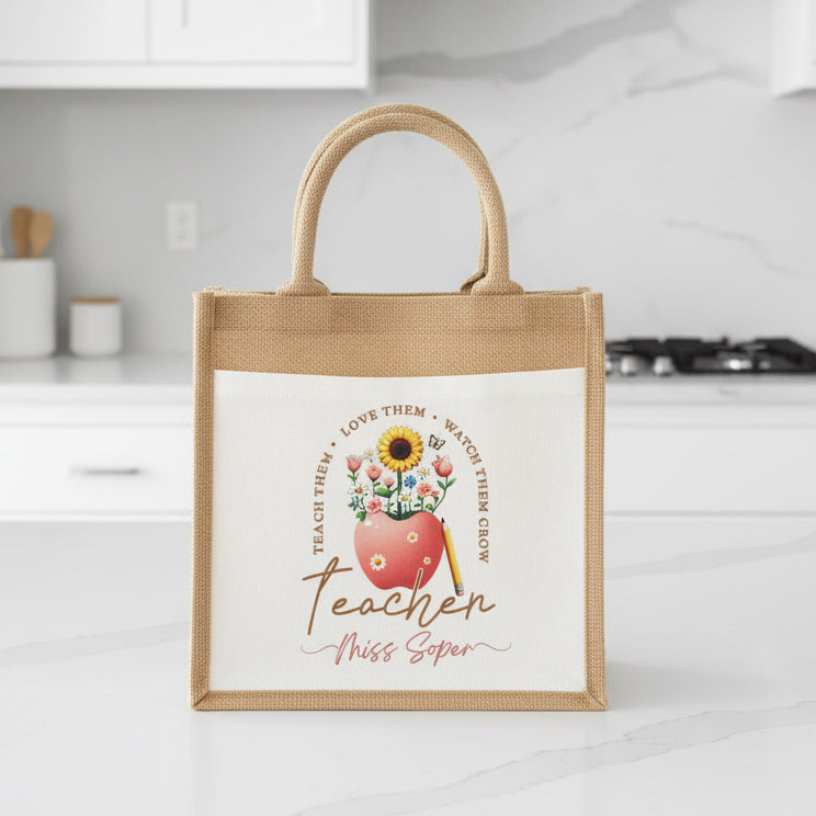 Teacher Apple Design Tote Bag
