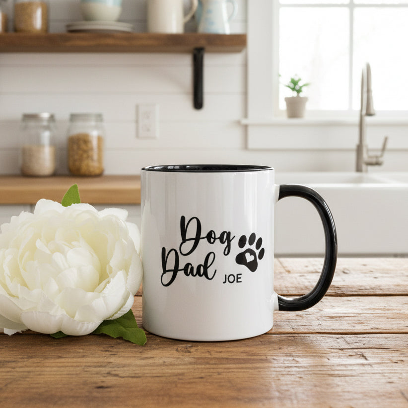 Black Handle Mug “Dog Dad”