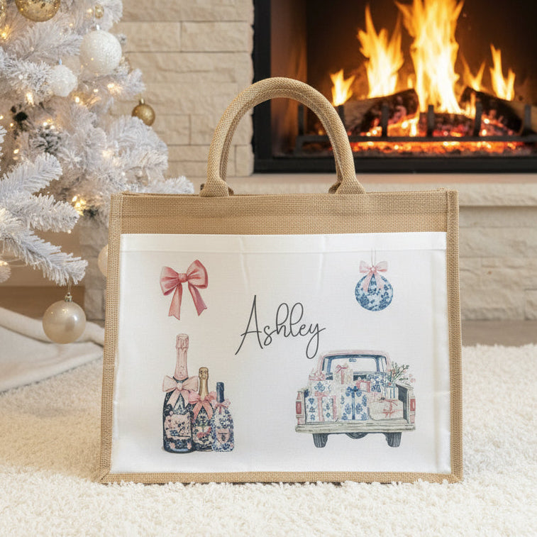 Christmas Eve Tote Bag - Preppy Champagne