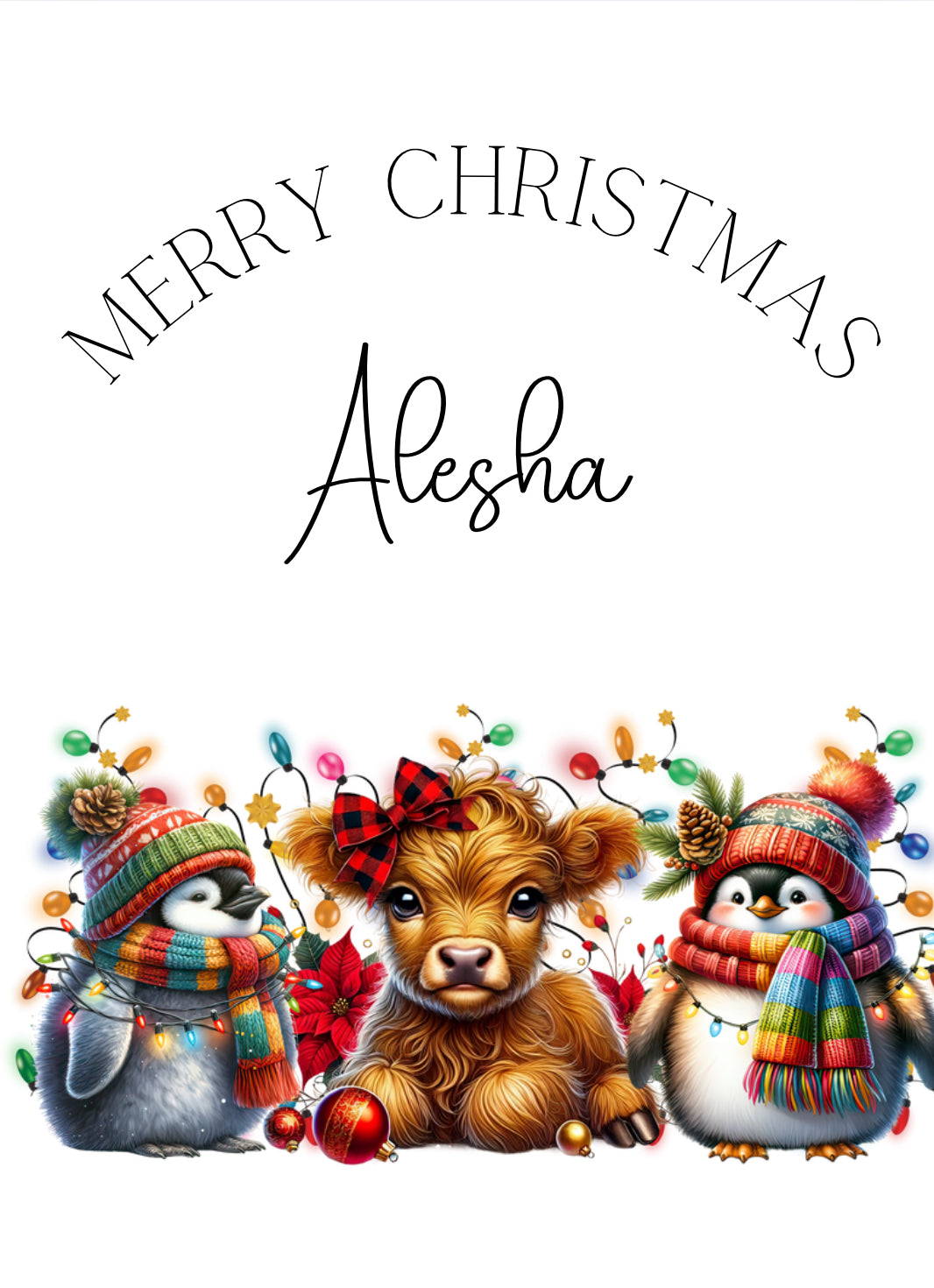 TESTER Santa Sack highland cow and penguins