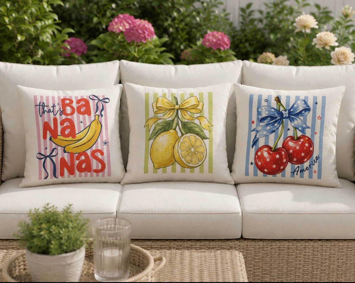 Trio Retro Fruit Cushions