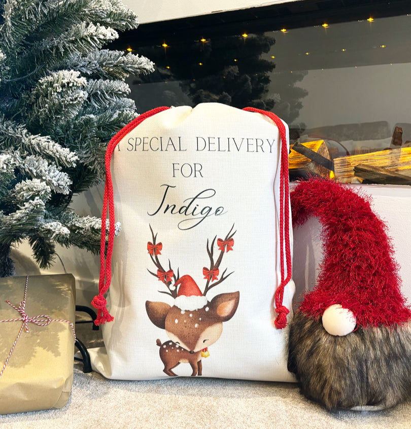 Santa Sack Reindeer with Bows