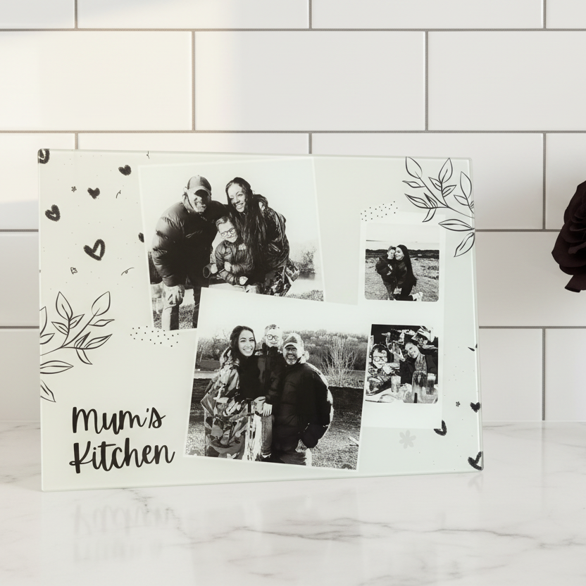 4 Photo Chopping Board Black and White Design